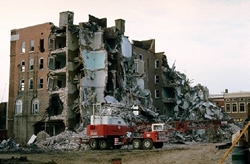 Building being destroyed