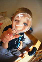 looking through magnifying glass