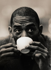 man drinking coffee